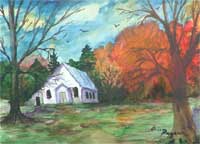 Historic Oakdale Oregon School, abstract impressionist painting