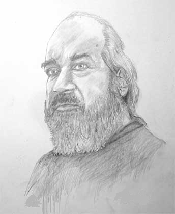 Man With Beard Graphite Drawing